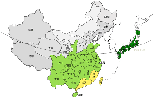 中国と日本の茶産地